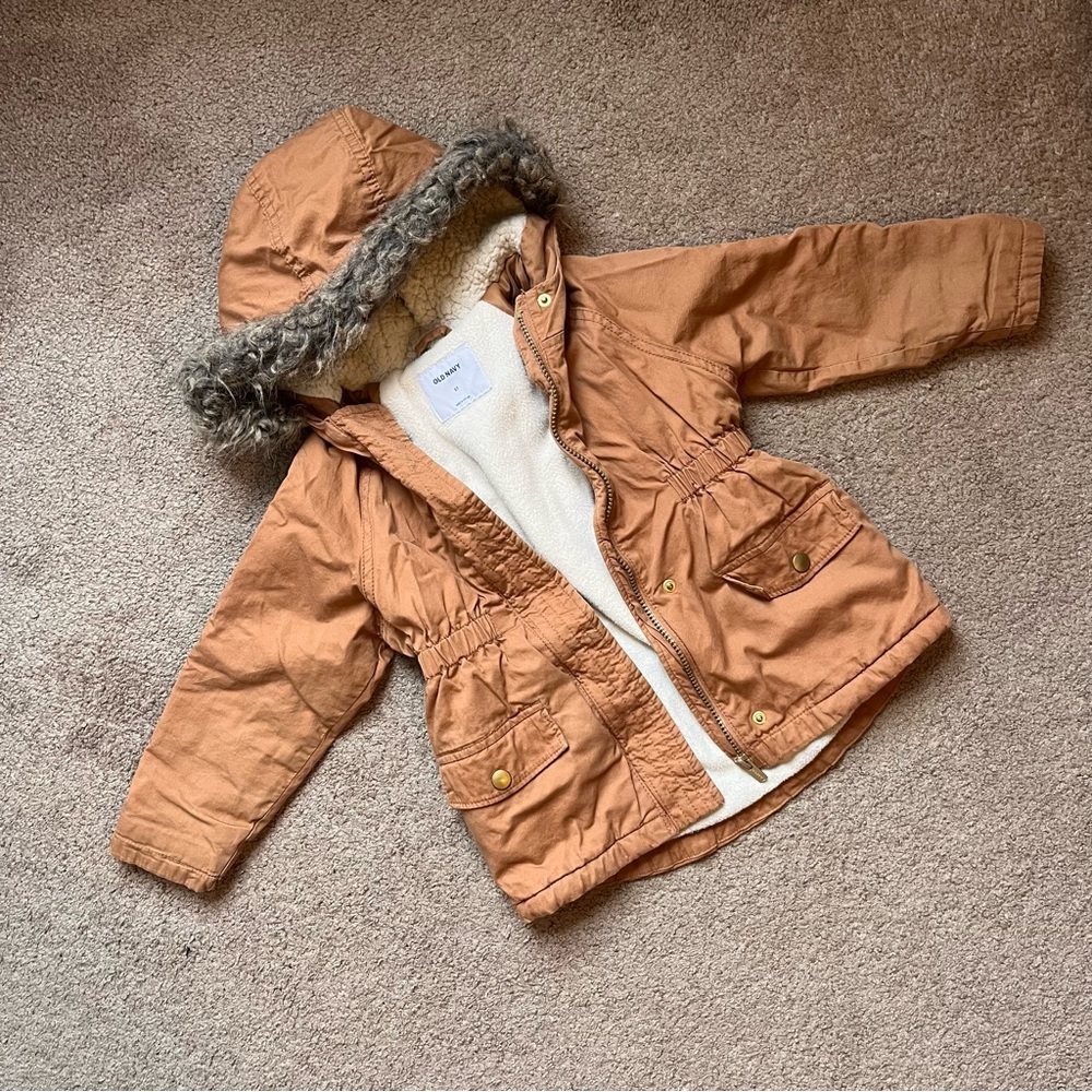 🍂 Old Navy Toddler 5T Lightweight Anorak Parka - Faux Sherpa Interior Lining